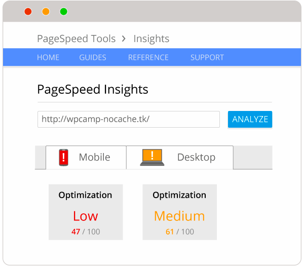 pagespeed before lscache