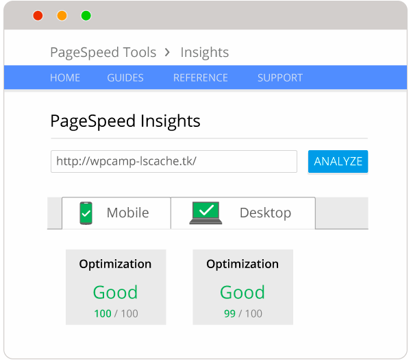 pagespeed before lscache