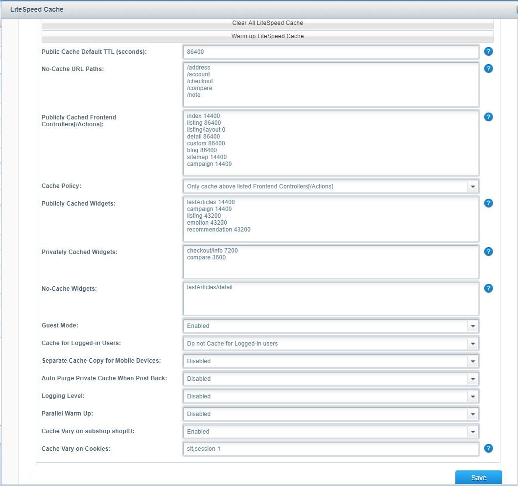 litespeed cache for shopware